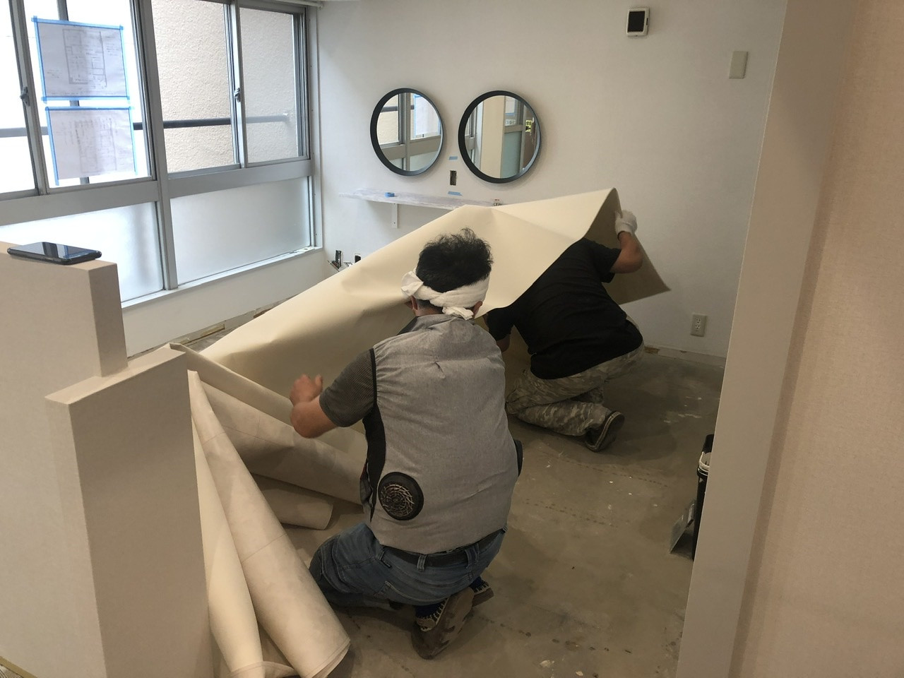 大阪梅田、中崎町のまつげエクステ、アイラッシュサロンの床工事